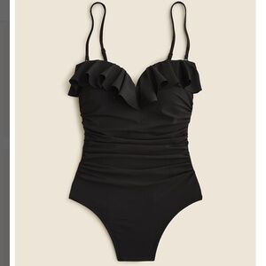 Matte ruched one piece with ruffles